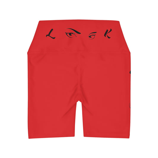 LOOK High Waisted Yoga Shorts PCM Color Match Red