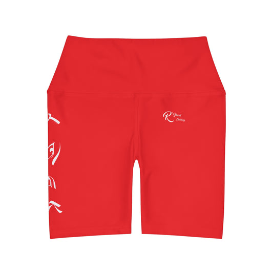 LOOK High Waisted Yoga Shorts PCM Color Match Red