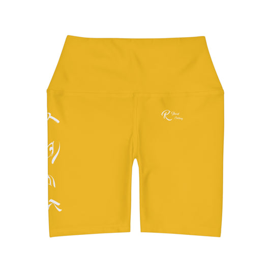 LOOK High Waisted Yoga Shorts PCM Color Match Yellow