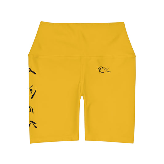 LOOK High Waisted Yoga Shorts PCM Color Match Yellow