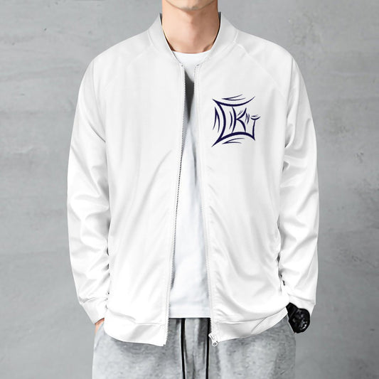 King White/Blue Raglan Zip-up Shirt