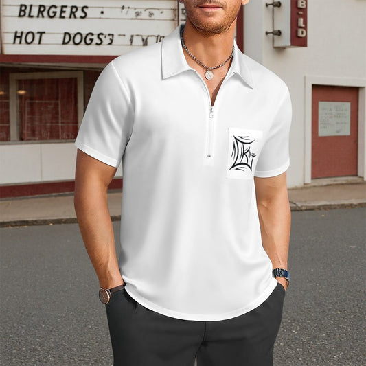 King White Half Zip Shirt with One Pocket