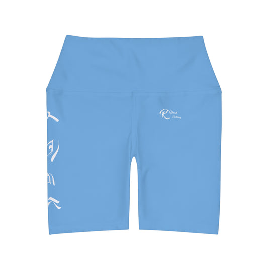 LOOK High Waisted Yoga Shorts PCM Color Match Light Blue