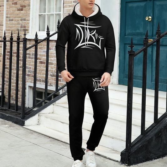 King Black Cotton Hoodie & Joggers Set