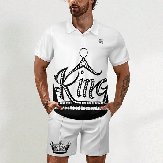 KING Short Sleeve Men's POLO Shirt Set White